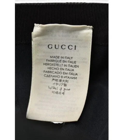 Gucci Baseball Cap Hat Gold Foil Embossed GG Black 4 Hg53 1060 Size